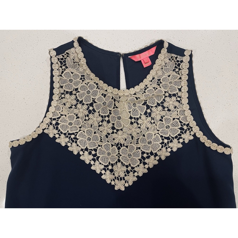 Lilly Pulitzer Nala Lace Bodice shift Good Navy Lace dress Size 6 Orig $178 EUC - Picture 4 of 10